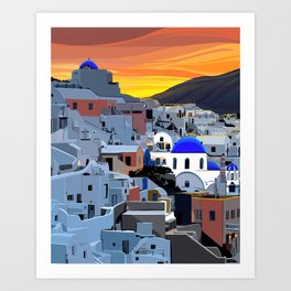 Sunrise Santorini Greece Art Print