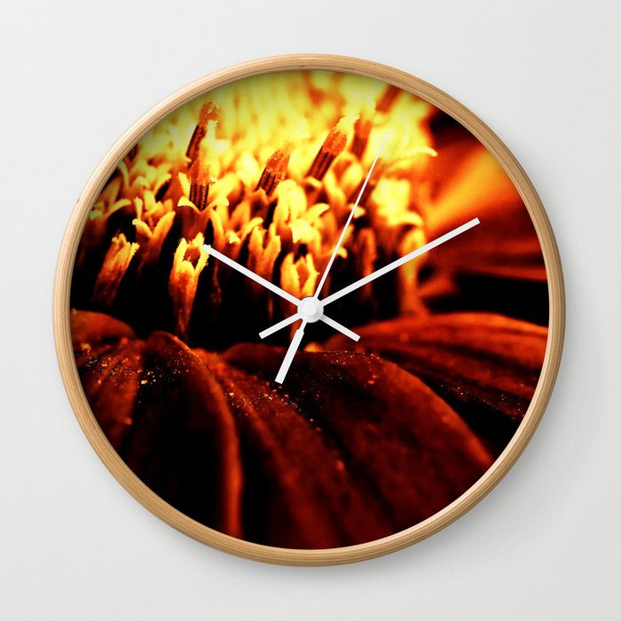 Dahlia Macro Photography In Infrared Red  Wall Clock