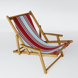 [ Thumbnail: Dark Red & Light Blue Colored Striped Pattern Sling Chair ]