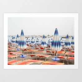 Colorful Positano | Beach Umbrellas on the Amalfi Coast Art Print | Travel Photography in Italy Art Print
