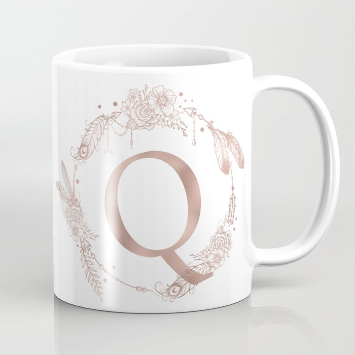 Letter Q Rose Gold Pink Initial Monogram Coffee Mug By Naturemagick Letter Q Rose Gold Pink Initial Monogram Coffee Mug By Naturemagick