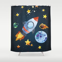 Space rocket Shower Curtain
