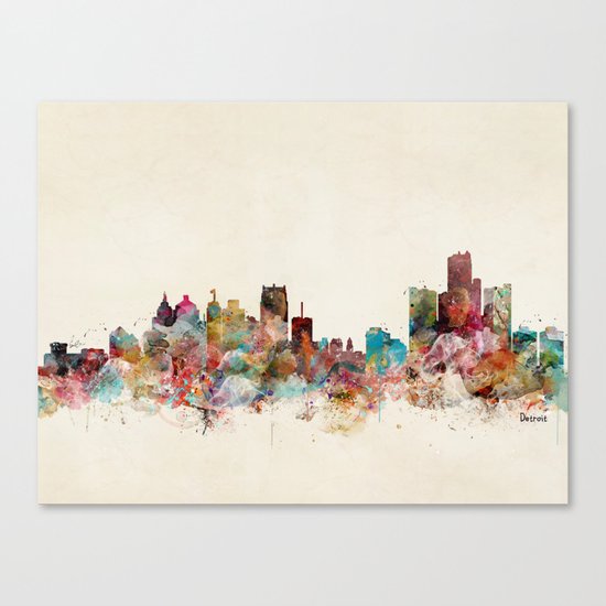 detroit michigan skyline Canvas Print