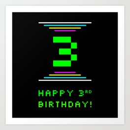[ Thumbnail: 3rd Birthday - Nerdy Geeky Pixelated 8-Bit Computing Graphics Inspired Look Art Print ]