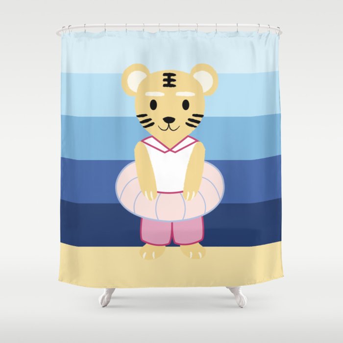 Baby Tiger Summer Vibes Shower Curtain
