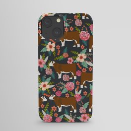 Hereford Cattle breed floral farm homestead gifts cow art florals iPhone Case