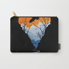 Valley Sunset And Flying Eagle Illustration Design Carry-All Pouch