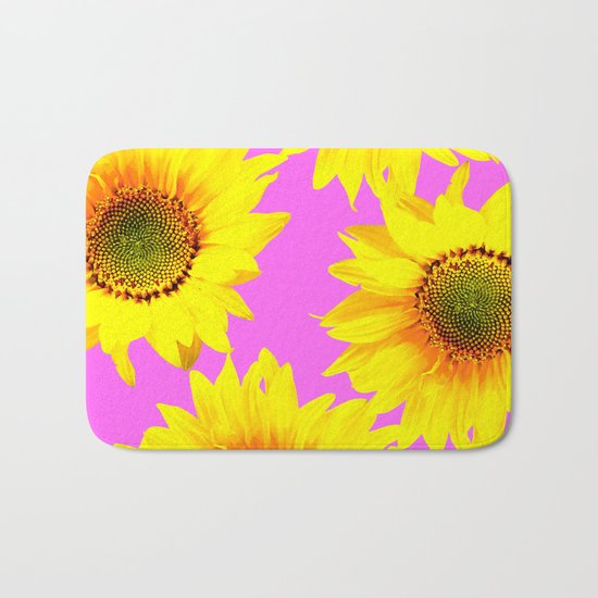 Large Sunflowers on a pink background - #Society6 #buyart Bath Mat
