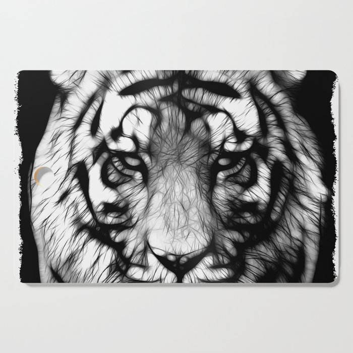 2022 - Year of the Tiger (black and white tiger portrait) Cutting Board
