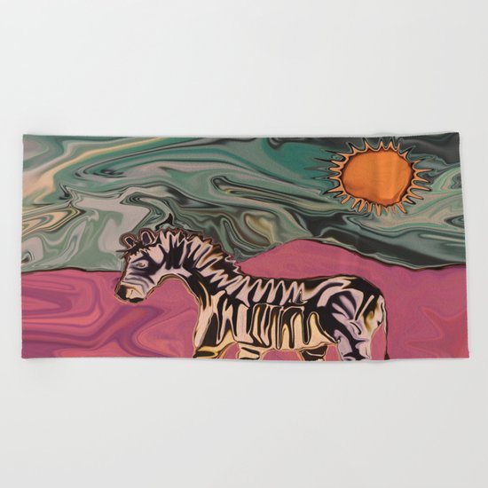 Zebra on Mars Beach Towel