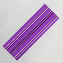 [ Thumbnail: Dark Orchid, Pink & Black Colored Lines/Stripes Pattern Yoga Mat ]