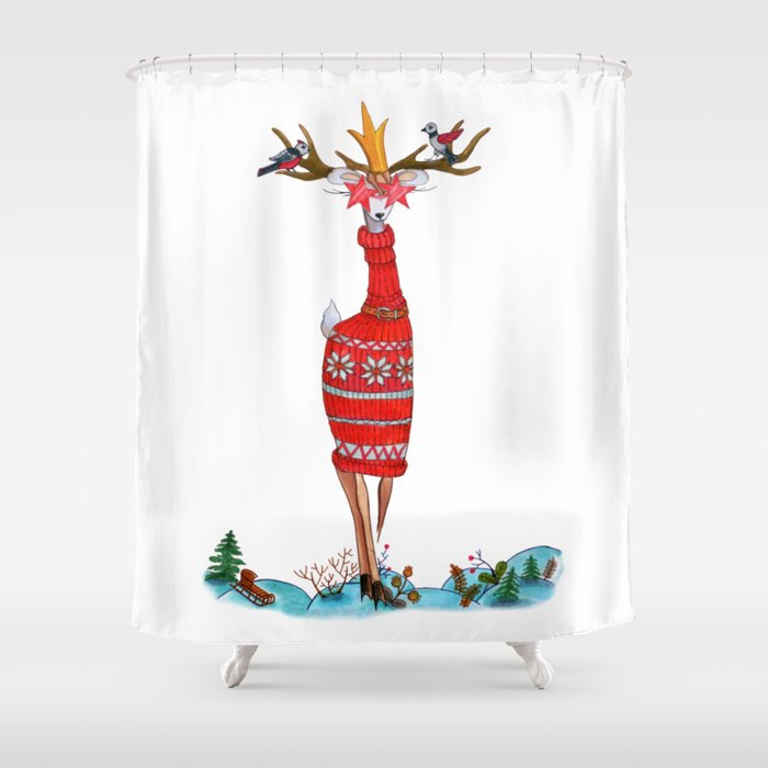 Fashion Christmas Deer 8 Shower Curtain
