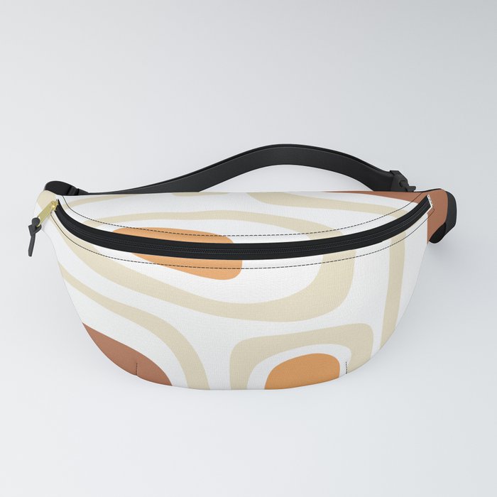 Palm Springs Mid-Century Minimalist Abstract Brown Ochre Beige White Fanny Pack