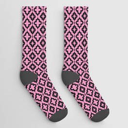 Pink and Black Ornamental Arabic Pattern Socks