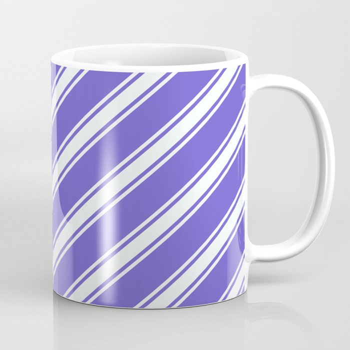 Slate Blue & Mint Cream Colored Pattern of Stripes Coffee Mug