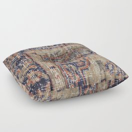 Vintage Woven Navy Blue and Tan Kilim  Floor Pillow