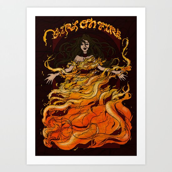 Girl on Fire Art Print