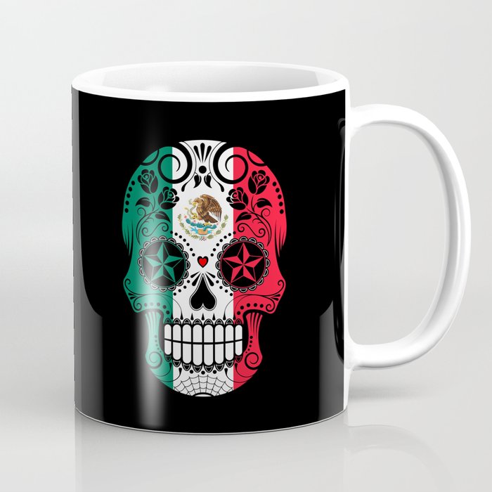 Sugar Skull with Roses and Flag of Mexico