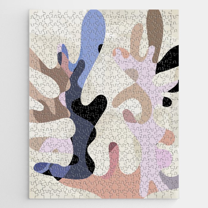 Mid century shapes abstract design 02 #modernart #illustration Jigsaw Puzzle