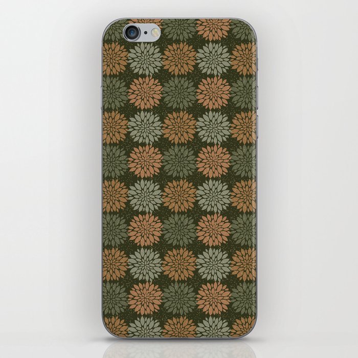 navy green and rust harvest florals sea anemone nautical medallion iPhone Skin