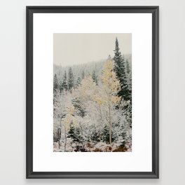 Snowy Mountain Trees Framed Art Print