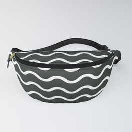 Minimal Abstract Black and White Wave Pattern Fanny Pack