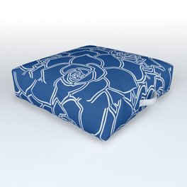 Prussian Blue Succulents Outdoor Floor Cushion