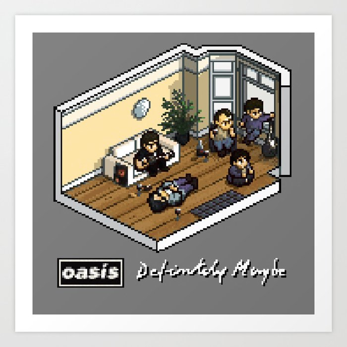 Oasis: Definitely Maybe - Isometric Pixel Art Art Print