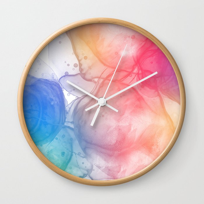Round Rainbow - Alcohol Ink Art Wall Clock