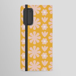 Scandi Floral Grid Retro Flower Pattern in Mustard Yellow, Pale Blush Pink, and Cream Android Wallet Case