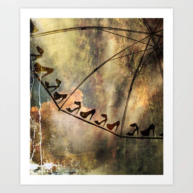 Walking In The Rain Art Print By Mariannamills Society6