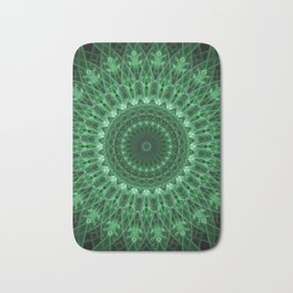 Detailed mandala in light and dark green tones Bath Mat