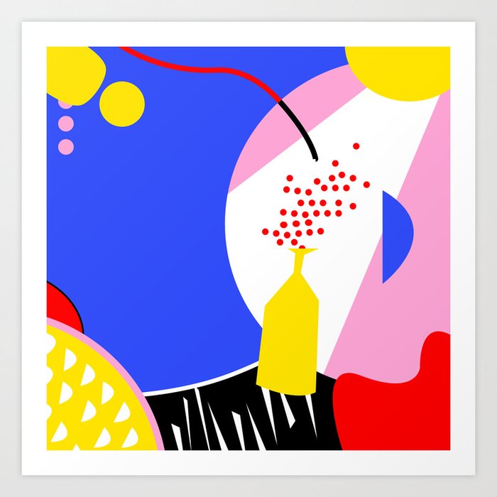 Abstract Geometric Figures In Red Yellow And Blue Art Print By