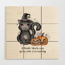 Cat lover Happy Halloween witch cat Wood Wall Art