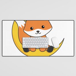 Moon Fox Cute Animals For Kids For The Night Desk Mat