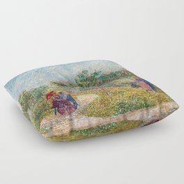 Vincent van Gogh - Garden in Montmarte with Lovers Floor Pillow