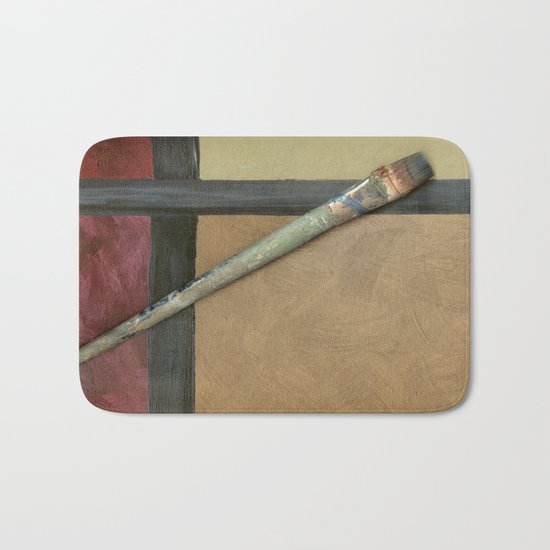 Artist Brush On Abstract Copper Canvas Artwork - Vintage - Modern Art - Painter Bath Mat