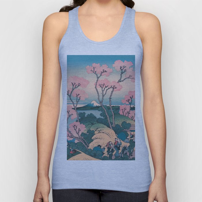 Spring Picnic under Cherry Tree Flowers, with Mount Fuji background Tank Top
