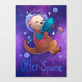 Kawaii Otter Space Canvas Print