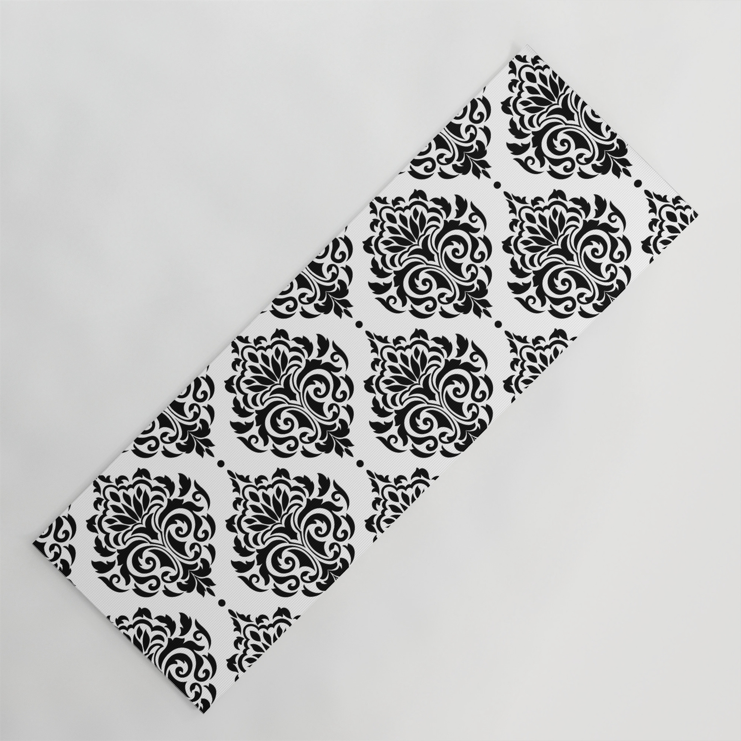 Black And White Damask Yoga Mat By Seafoam12 Society6