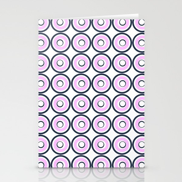 Retro Modern Abstract Pop Art Circles Pink Stationery Cards