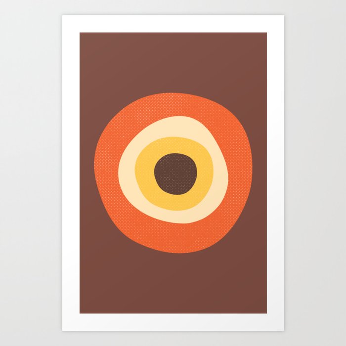 Retro Evil Eye Mid Century Modern 70s Style Geometric Orange Brown  Art Print