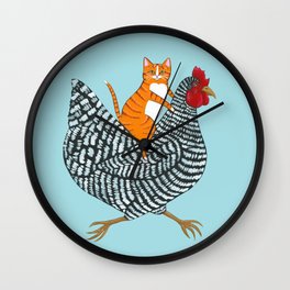 Ginger Cat Chicken Ride Wall Clock