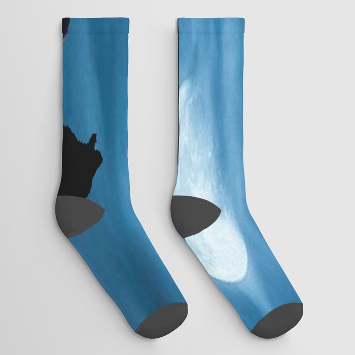 Wolves in a Blue Moonlight Socks