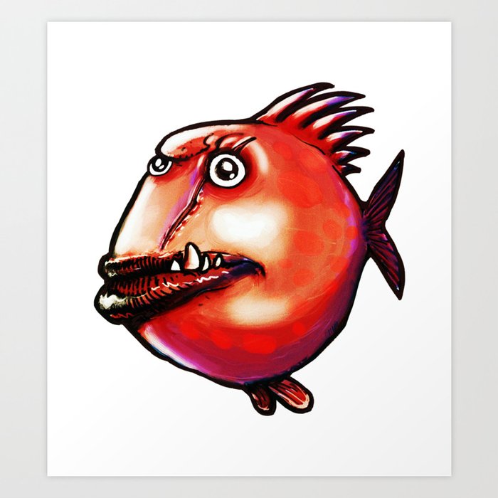 ugly fish cartoon Art Print by anticutethings