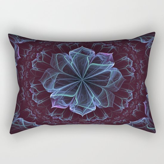 Ornate Blossom in Cool Blues Rectangular Pillow