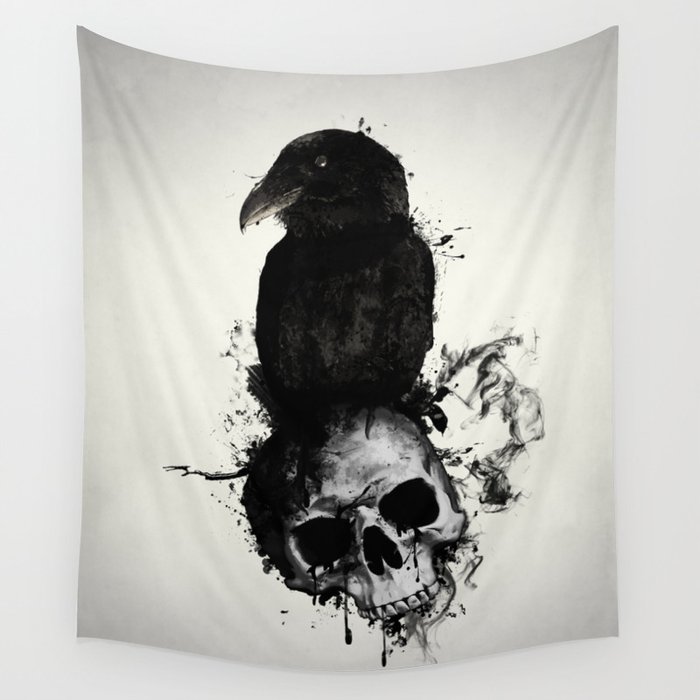 Raven and Skull Wall Tapestry