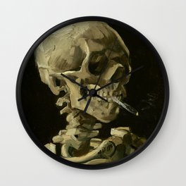 Skull of a Skeleton with Burning Cigarette by Vincent van Gogh Wall Clock