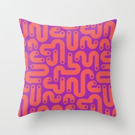 JELLY BEANS POSTMODERN 1980s ABSTRACT GEOMETRIC in BRIGHT CORAL ORANGE ON PURPLE PINK Throw Pillow