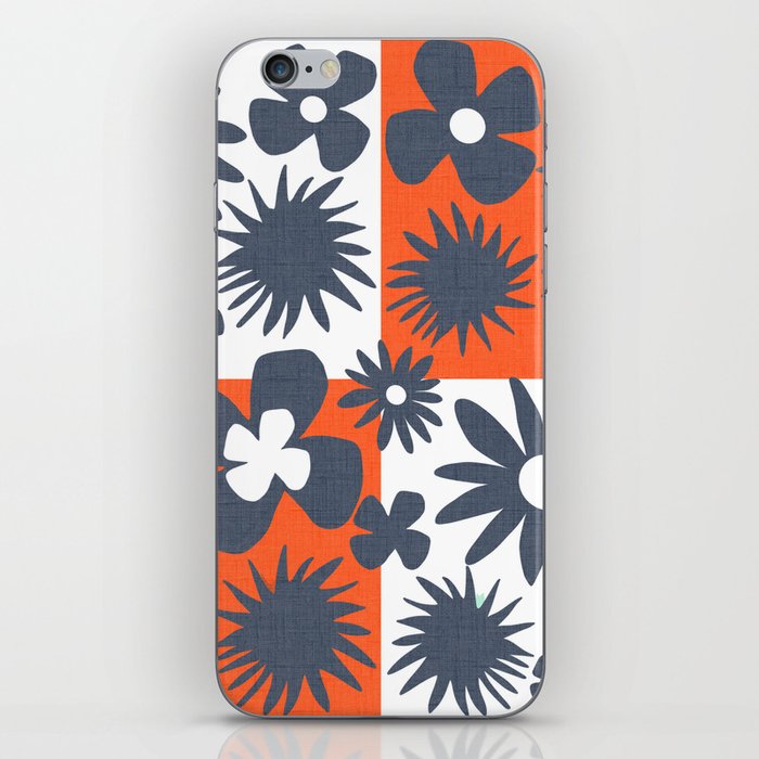 Mid-Century Modern Red White And Blue Wild Flowers iPhone Skin
